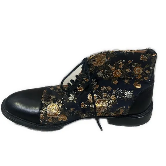 TAFT Men’s Jack Cap Toe Handcrafted Embroidered Black Boots- Size 12