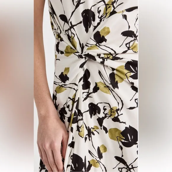 Tanya Taylor Ira Inkblot Floral Long Dress Organic Cotton Stretch  $275 NWT