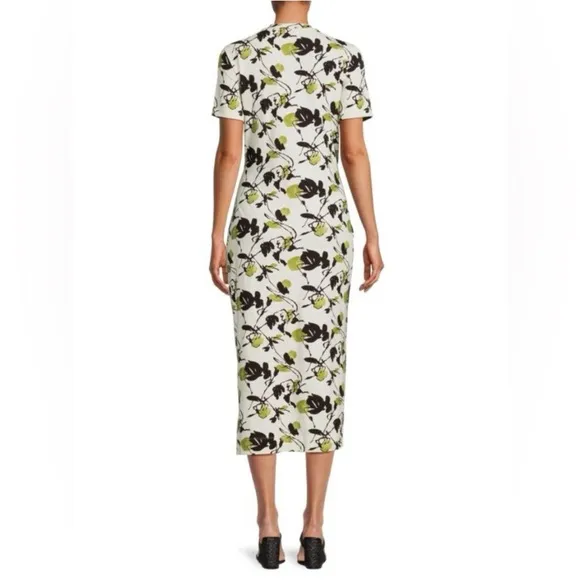 Tanya Taylor Ira Inkblot Floral Long Dress Organic Cotton Stretch  $275 NWT
