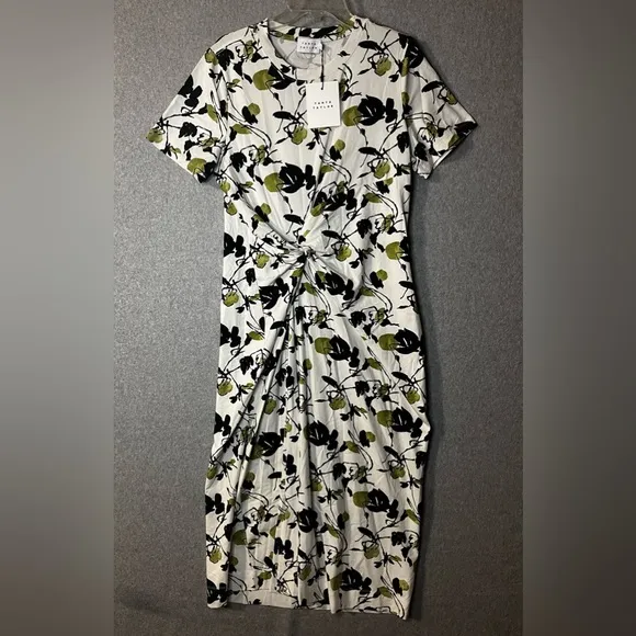 Tanya Taylor Ira Inkblot Floral Long Dress Organic Cotton Stretch  $275 NWT