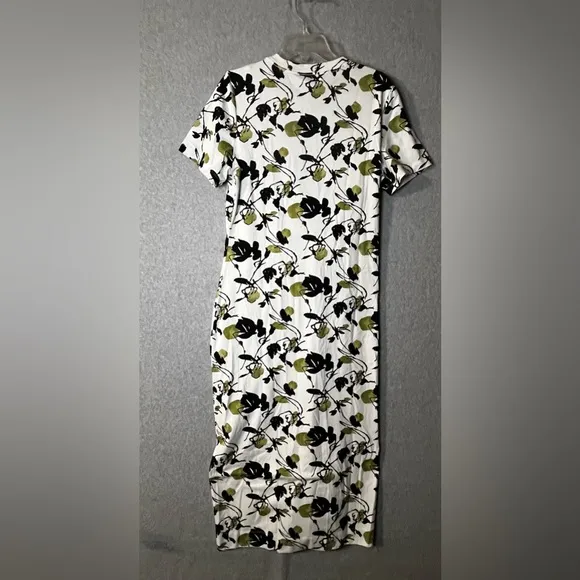 Tanya Taylor Ira Inkblot Floral Long Dress Organic Cotton Stretch  $275 NWT