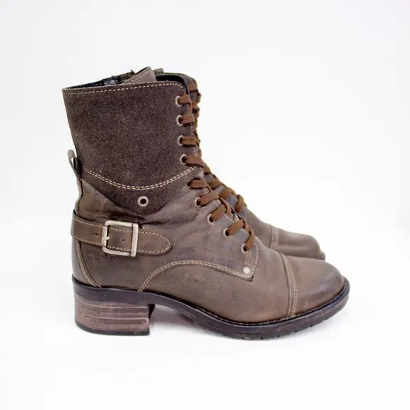 Taos Crave Brown Leather Combat Boots Women's Size 37