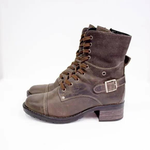 Taos Crave Brown Leather Combat Boots Women's Size 37