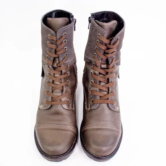 Taos Crave Brown Leather Combat Boots Women's Size 37