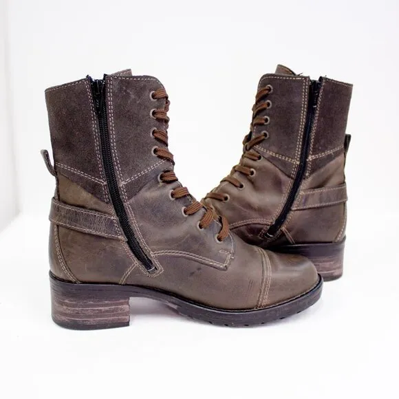 Taos Crave Brown Leather Combat Boots Women's Size 37
