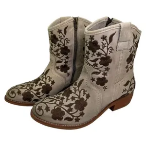 Taos Privilege Cream Leather Flower Embroidered Short Ankle Western Boots Size 8