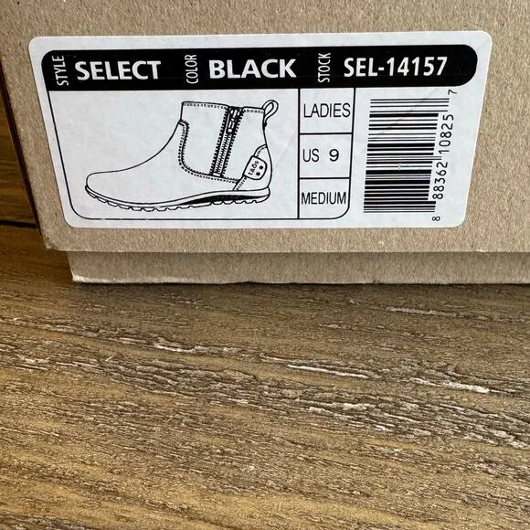 Taos Women's NEW Size 9M Black Double Zipper Select Comfort Leather Flat Boots