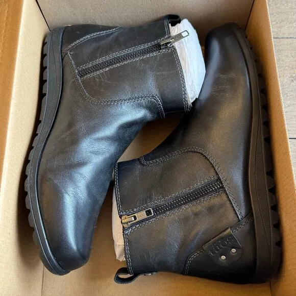 Taos Women's NEW Size 9M Black Double Zipper Select Comfort Leather Flat Boots