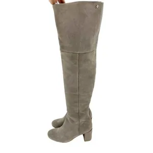 Taryn Rose Catherine Gray Suede Leather Over The Knee Boots SZ 5 New $375