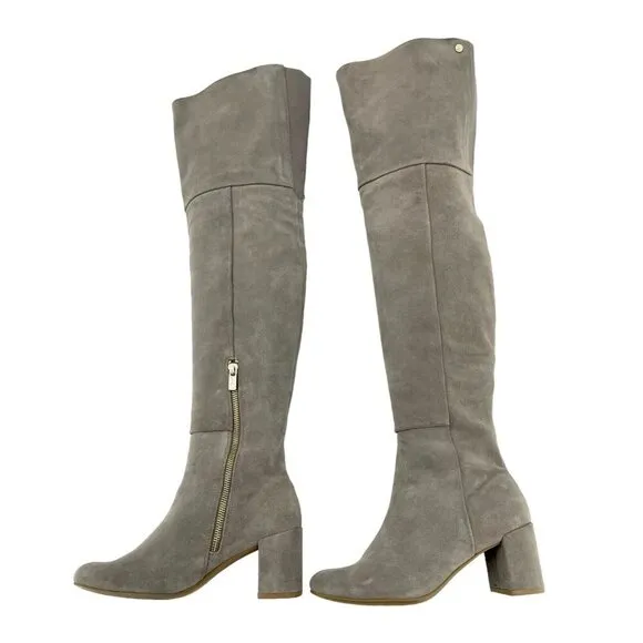 Taryn Rose Catherine Gray Suede Leather Over The Knee Boots SZ 5 New $375