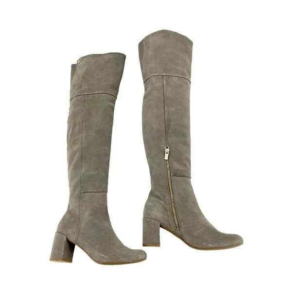 Taryn Rose Catherine Gray Suede Leather Over The Knee Boots SZ 5 New $375