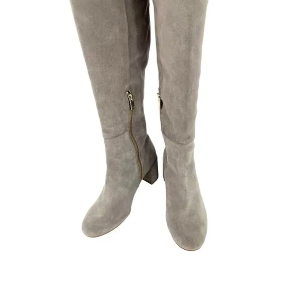 Taryn Rose Catherine Gray Suede Leather Over The Knee Boots SZ 5 New $375