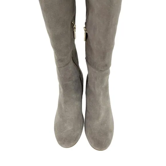 Taryn Rose Catherine Gray Suede Leather Over The Knee Boots SZ 5 New $375