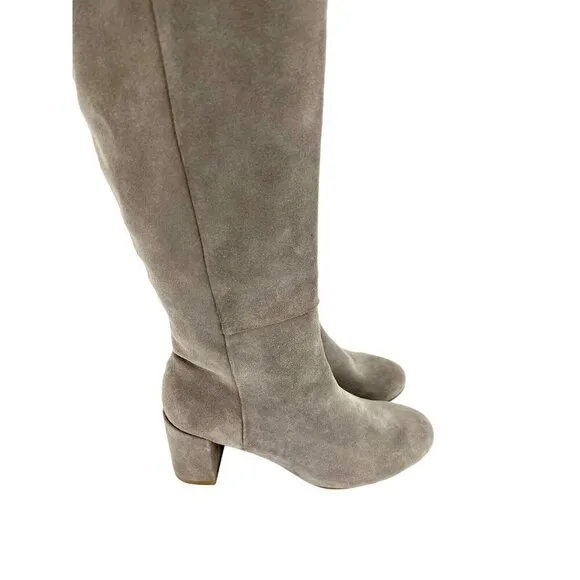 Taryn Rose Catherine Gray Suede Leather Over The Knee Boots SZ 5 New $375