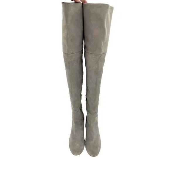 Taryn Rose Catherine Gray Suede Leather Over The Knee Boots SZ 5 New $375