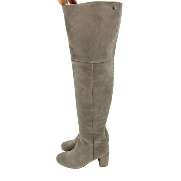 Taryn Rose Catherine Gray Suede Leather Over The Knee Boots SZ 5 New $375