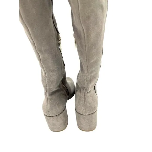 Taryn Rose Catherine Gray Suede Leather Over The Knee Boots SZ 5 New $375