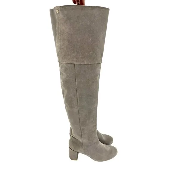 Taryn Rose Catherine Gray Suede Leather Over The Knee Boots SZ 5 New $375