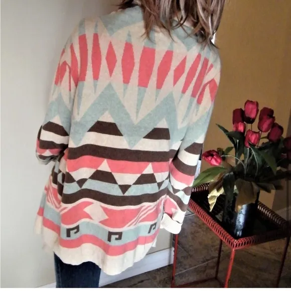TASHA POLIZZI El Rey Cardigan Southwestern Waterfall Sweater Womens Size Medium