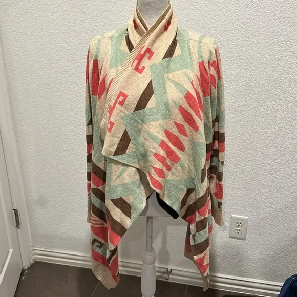 TASHA POLIZZI El Rey Cardigan Southwestern Waterfall Sweater Womens Size Medium