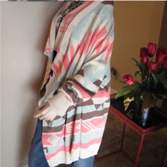 TASHA POLIZZI El Rey Cardigan Southwestern Waterfall Sweater Womens Size Medium