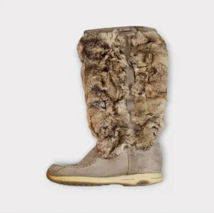 Tecnica Vintage Genuine Fur &amp; Suede Knee High Winter Boots