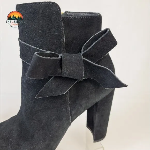 Ted Baker Chic London Black Bow Boots Elegant Dress Block Heel Womens Size 7