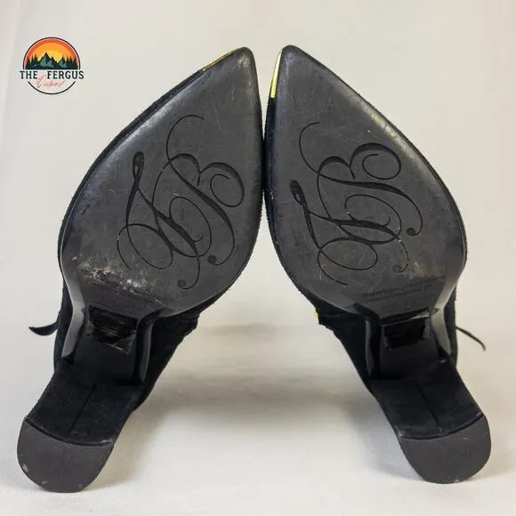 Ted Baker Chic London Black Bow Boots Elegant Dress Block Heel Womens Size 7