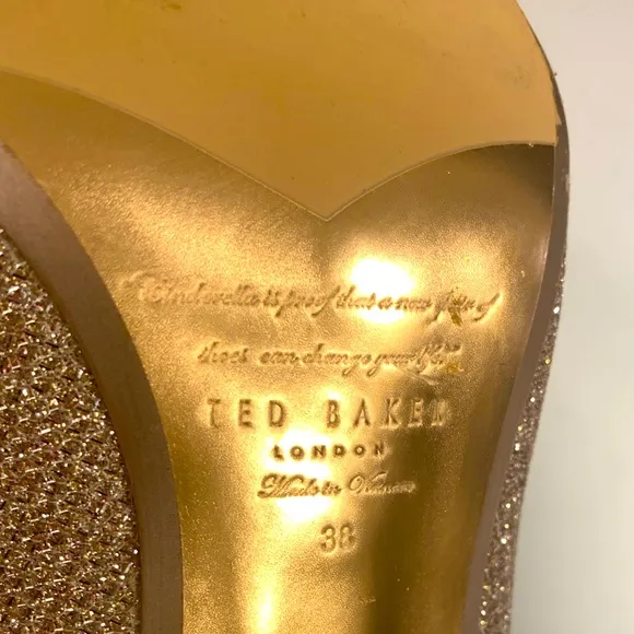 TED BAKER Cinderella Rose Gold Jeweled Heels