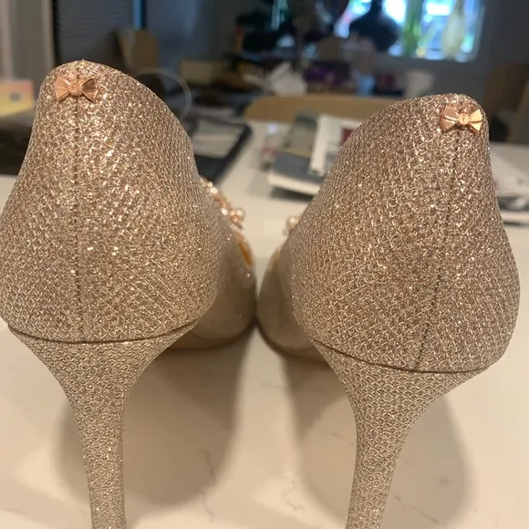 TED BAKER Cinderella Rose Gold Jeweled Heels