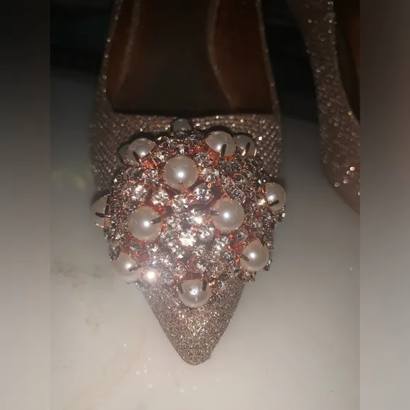 TED BAKER Cinderella Rose Gold Jeweled Heels