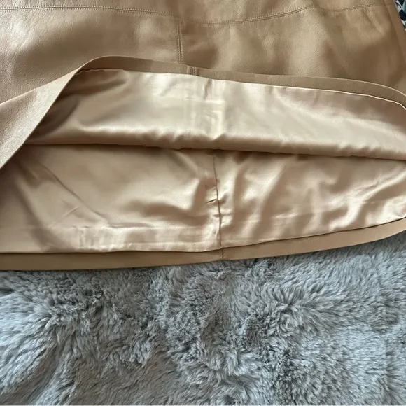 Ted Baker London Faux Vegan Leather Veeria A-Line Mini Skirt In Camel NWT 16
