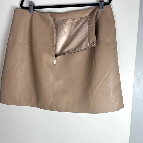 Ted Baker London Faux Vegan Leather Veeria A-Line Mini Skirt In Camel NWT 16