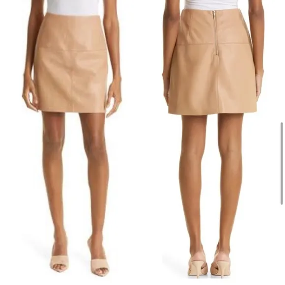 Ted Baker London Faux Vegan Leather Veeria A-Line Mini Skirt In Camel NWT 16