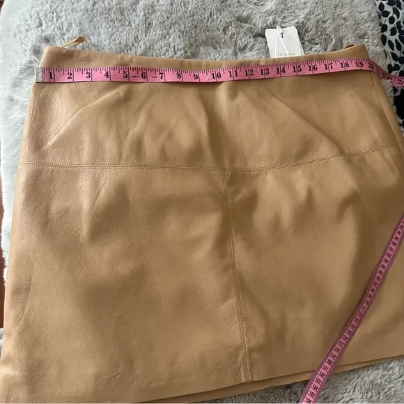Ted Baker London Faux Vegan Leather Veeria A-Line Mini Skirt In Camel NWT 16