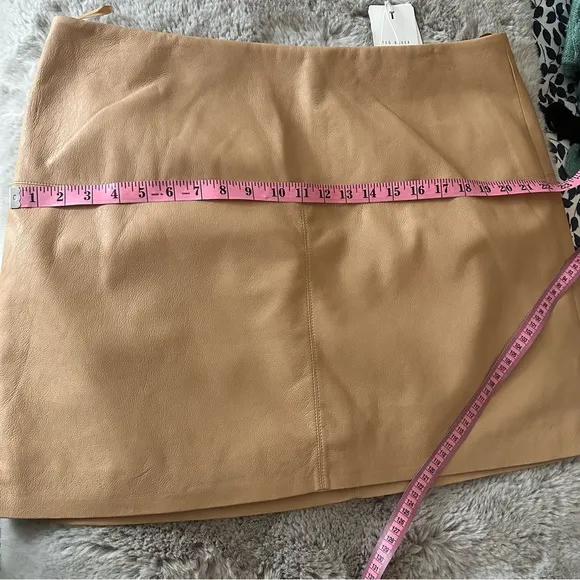 Ted Baker London Faux Vegan Leather Veeria A-Line Mini Skirt In Camel NWT 16