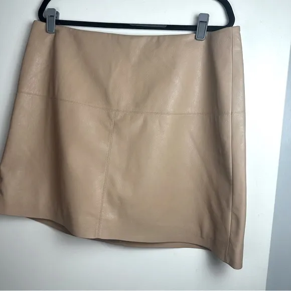 Ted Baker London Faux Vegan Leather Veeria A-Line Mini Skirt In Camel NWT 16