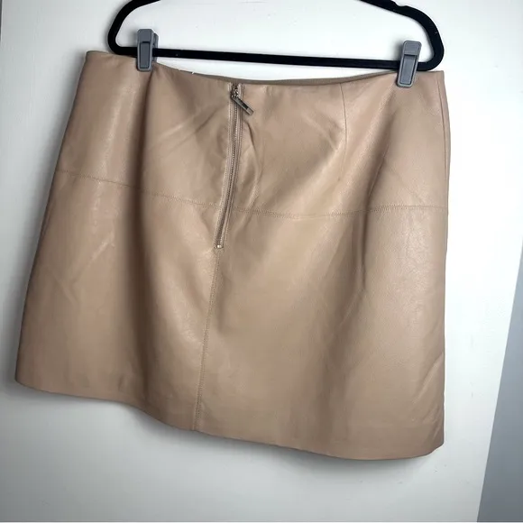 Ted Baker London Faux Vegan Leather Veeria A-Line Mini Skirt In Camel NWT 16