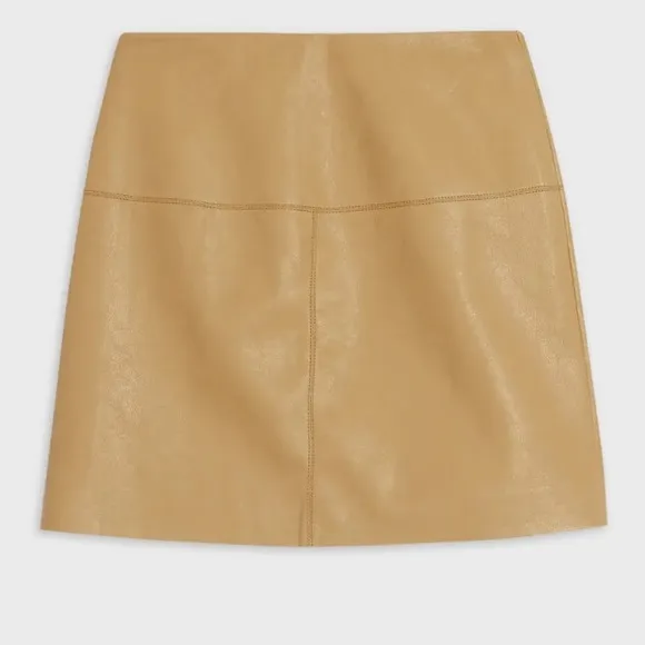 Ted Baker London Faux Vegan Leather Veeria A-Line Mini Skirt In Camel NWT 16