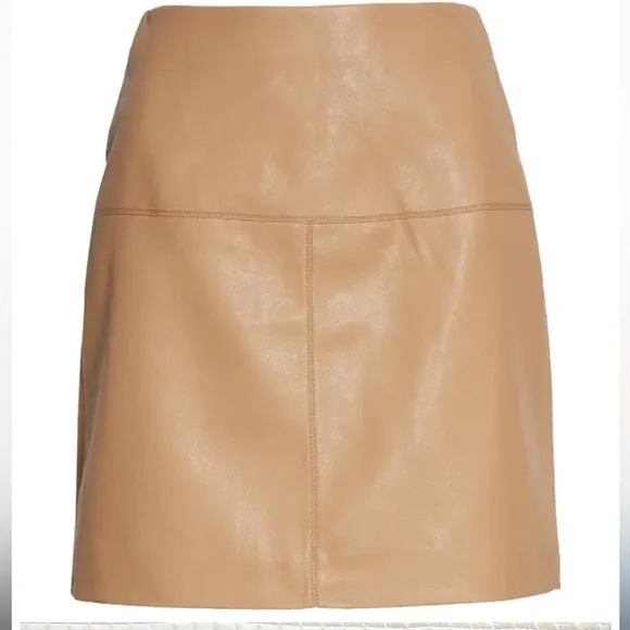 Ted Baker London Faux Vegan Leather Veeria A-Line Mini Skirt In Camel NWT 16
