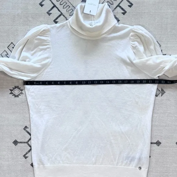 Ted Baker London Ivory Aidabel Puff Sleeve Turtleneck Sweater Size 14