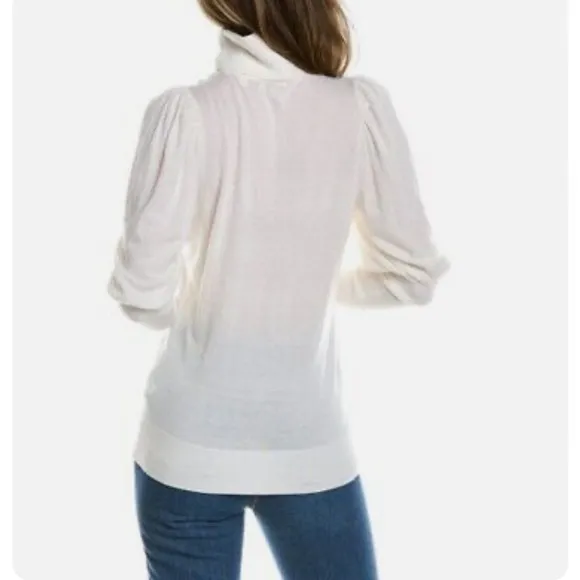 Ted Baker London Ivory Aidabel Puff Sleeve Turtleneck Sweater Size 14