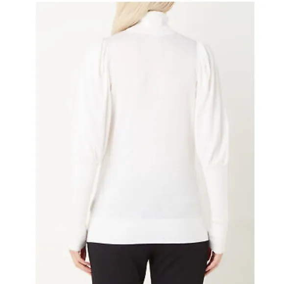 Ted Baker London Ivory Aidabel Puff Sleeve Turtleneck Sweater Size 14