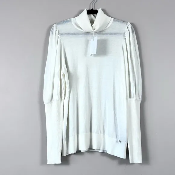 Ted Baker London Ivory Aidabel Puff Sleeve Turtleneck Sweater Size 14
