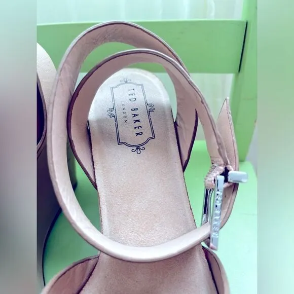 TED BAKER wedge heels; leather &amp; silver; Size 38
