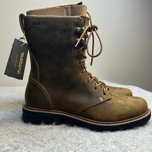 Teva Rowena Lace Womens Short Boots Brown Waterproof Leather NWT