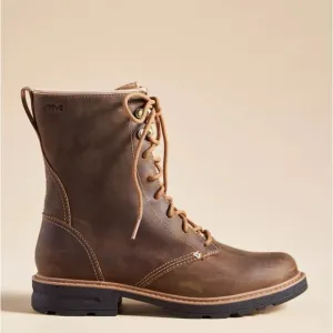 Teva Rowena Lace Womens Short Boots Brown Waterproof Leather NWT