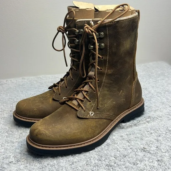 Teva Rowena Lace Womens Short Boots Brown Waterproof Leather NWT