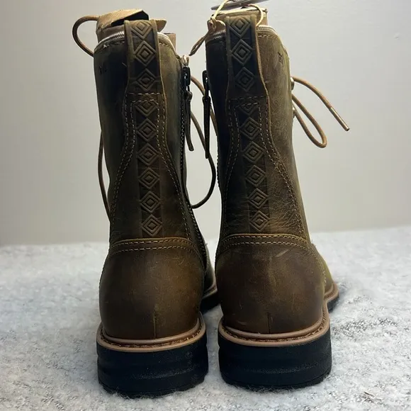 Teva Rowena Lace Womens Short Boots Brown Waterproof Leather NWT