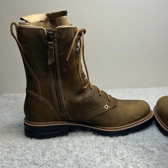 Teva Rowena Lace Womens Short Boots Brown Waterproof Leather NWT